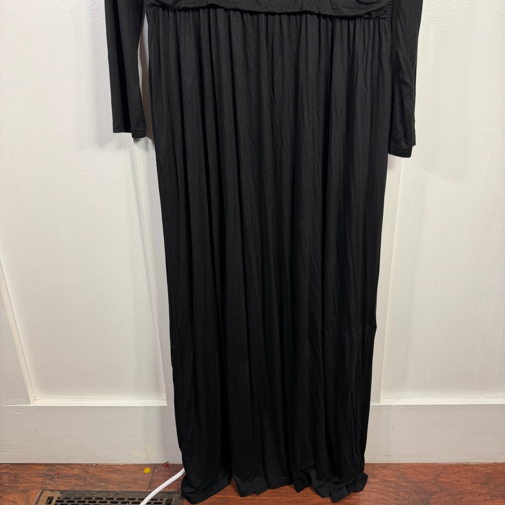 OUGES Womens Black V Neck Faux Wrap Long Sleeve M… - image 4